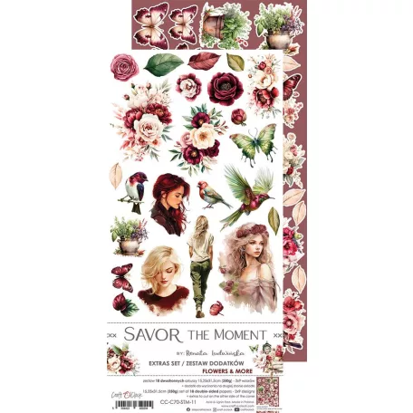 Craft O'Clock Kivágóív Savor the Moment Flowers & More Extras to Cut Set (18 ív)