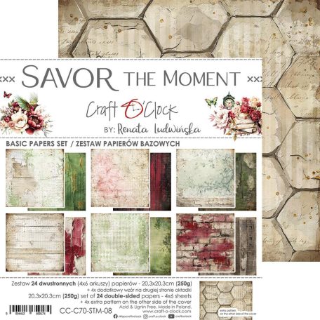 Craft O'Clock Scrapbook papírkészlet 8" (20 cm) Savor the Moment Basic Paper Set (24 ív)