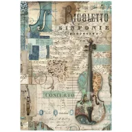   Stamperia Music Rizspapír A4 Music violin Rice Paper (1 ív)