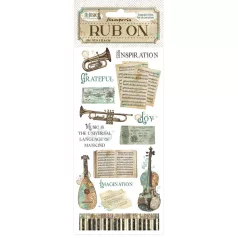   Stamperia Music Kaparós matrica  Music instruments Rub-On (1 ív)