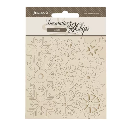 Stamperia Dewdrops Chipboard 14x14 cm Snowflakes Decorative Chips (1 ív)