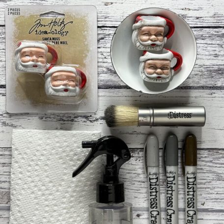 Tim Holtz Díszítőelem Santa Mug Idea-ology Christmas (2 db)