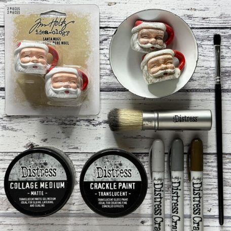 Tim Holtz Díszítőelem Santa Mug Idea-ology Christmas (2 db)