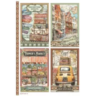   Stamperia Art of Travelling Rizspapír A4 4 cards Rice Paper (1 ív)