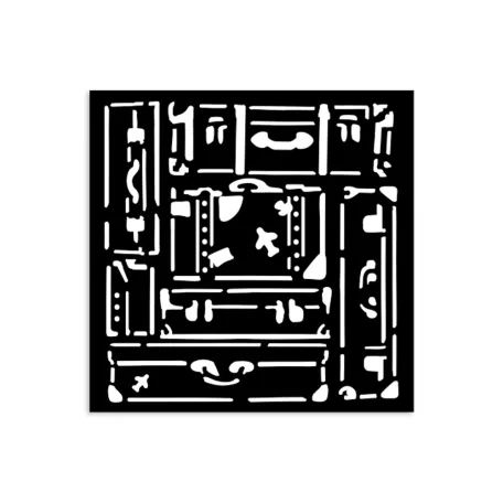 Stamperia Art of Travelling Vastag stencil 12x12cm Suitcases Thick Stencil  (1 db)