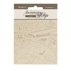   Stamperia Art of Travelling Chipboard 14x14 cm Airplane Decorative Chips (1 ív)