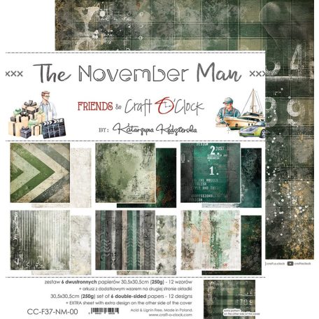 Craft O'Clock Scrapbook papírkészlet 12" (30 cm) The November Man Paper Collection Set (6 ív)