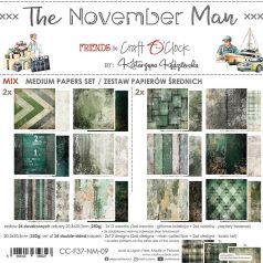   Craft O'Clock Scrapbook papírkészlet 8" (20 cm) The November Man Mix Paper Set (24 ív)