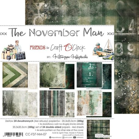 Craft O'Clock Scrapbook papírkészlet 8" (20 cm) The November Man Paper Collection Set (24 ív)
