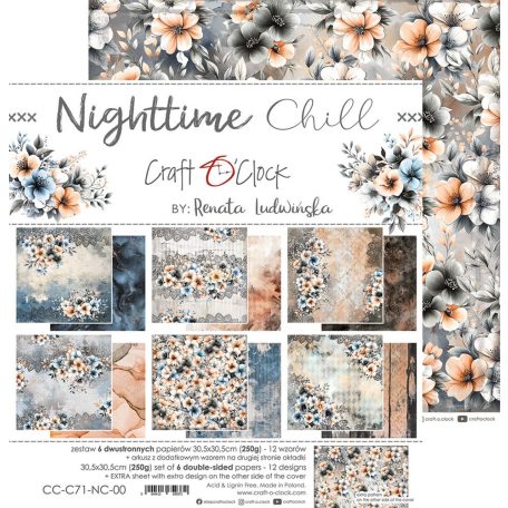Craft O'Clock Scrapbook papírkészlet 12" (30 cm) Nighttime Chill Paper Collection Set (6 ív)