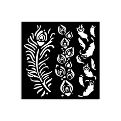   Stamperia Masquerade Vastag stencil 12x12cm Feathers Thick Stencil  (1 db)