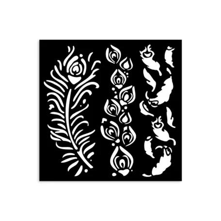Stamperia Masquerade Vastag stencil 12x12cm Feathers Thick Stencil  (1 db)