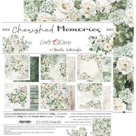 Craft O'Clock Scrapbook papírkészlet 12" (30 cm) Cherished Memories Paper Collection Set (6 ív)