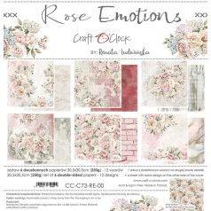   Craft O'Clock Scrapbook papírkészlet 12" (30 cm) Rose Emotions Paper Collection Set (6 ív)