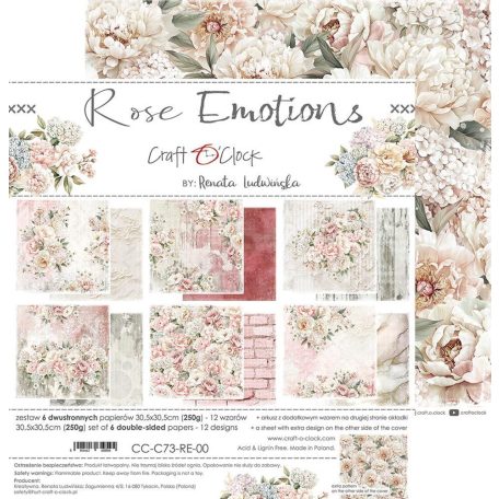 Craft O'Clock Scrapbook papírkészlet 12" (30 cm) Rose Emotions Paper Collection Set (6 ív)