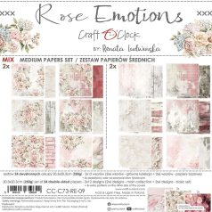   Craft O'Clock Scrapbook papírkészlet 8" (20 cm) Rose Emotions Mix Paper Set (24 ív)