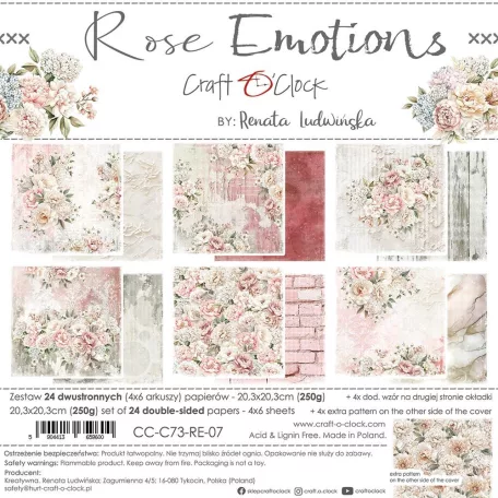 Craft O'Clock Scrapbook papírkészlet 8" (20 cm) Rose Emotions Mix Paper Set (24 ív)