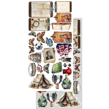 Alchemy of Art Kivágóív 6"x12" (15cm x 30 cm) Adventure Men Extras to Cut Set (1 csomag)