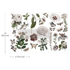   Redesign with Prima Secret Garden Transzfer fólia 6"X12" (15x30cm) Decor Transfers (3 ív)
