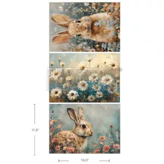   Redesign with Prima Garden Bunny Tales Decoupage papír A3 Decoupage Fiber Pack (3 ív)