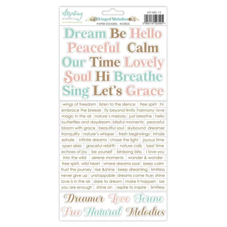 Mintay Papers Winged Melodies Matrica Paper Stickers Words  1 csomag