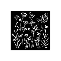   Stamperia Best Sellers Vastag stencil 12x12cm Poppies and butterfly Thick Stencil  (1 db)
