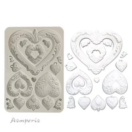 Stamperia Best Sellers Szilikon öntőforma A5 Hearts Silicon Mould (1 db)