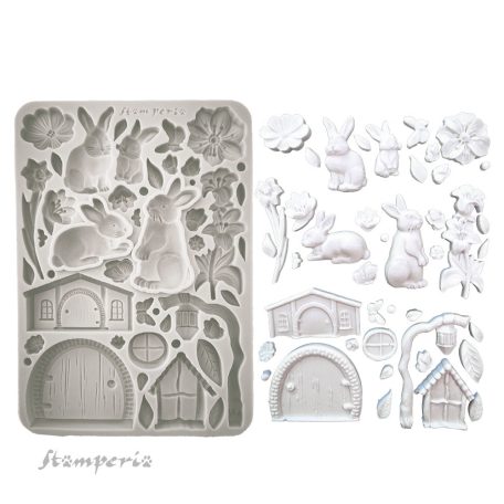 Stamperia Best Sellers Szilikon öntőforma A5 Rabbit and flowers Silicon Mould (1 db)