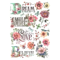   Stamperia Best Sellers Rizspapír A4 Dream, smile, love, Believe Rice Paper (1 ív)