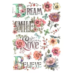   Stamperia Best Sellers Rizspapír A4 Dream, smile, love, Believe Rice Paper (1 ív)