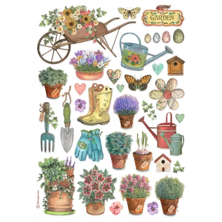 Stamperia Best Sellers Rízspapír A4 Garden tools Rice Paper (1 ív)