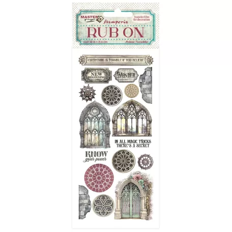 Stamperia Master of Magic Kaparós matrica  Gothic windows Rub-On (1 ív)