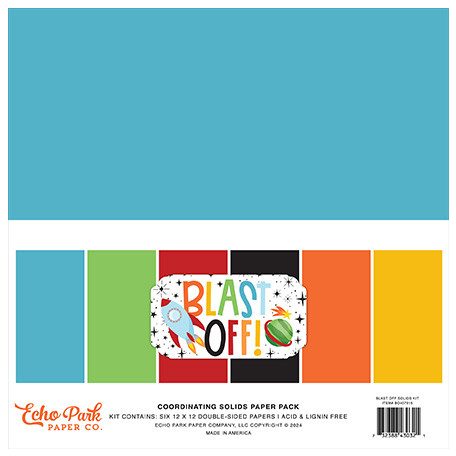 Echo Park Blast Off Papírkészlet 12" (30 cm) Coordinating Solids Paper Pack (6 lap)