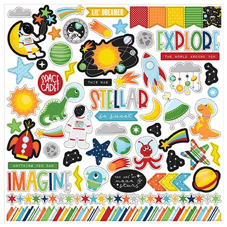 Echo Park Blast Off Matrica 12" (30 cm) Cardstock Stickers (1 ív)