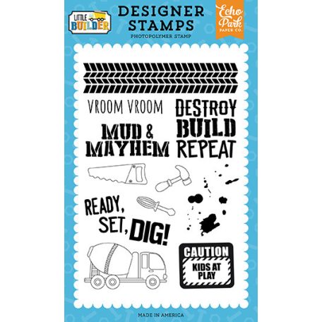 Echo Park Little Builder Tire Track Szilikonbélyegző Clear Stamps (1 db)
