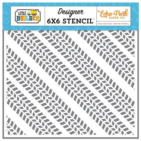 Echo Park Little Builder Work Hard Tracks Stencil 6" (15 cm) Designer Stencil (1 db)