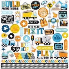   Echo Park Little Builder Matrica 12" (30 cm) Cardstock Stickers (1 ív)