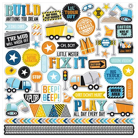 Echo Park Little Builder Matrica 12" (30 cm) Cardstock Stickers (1 ív)