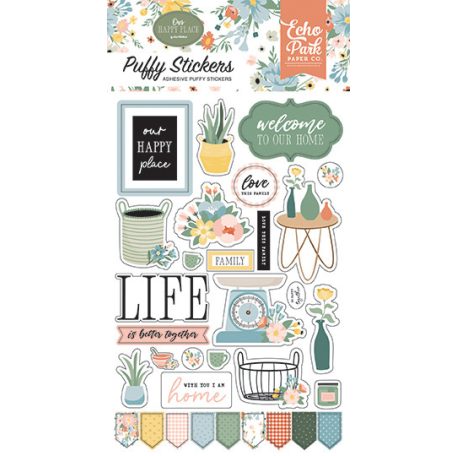 Echo Park Our Happy Place Pufi matrica Puffy Stickers (1 ív)