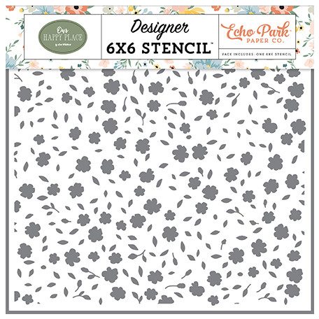 Echo Park Our Happy Place Family Forever Floral Stencil 6" (15 cm) Designer Stencil (1 db)