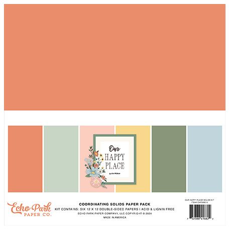 Echo Park Our Happy Place Papírkészlet 12" (30 cm) Coordinating Solids Paper Pack (6 lap)