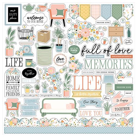 Echo Park Our Happy Place Matrica 12" (30 cm) Cardstock Stickers (1 ív)