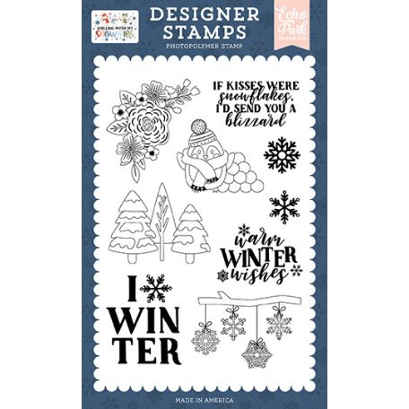 Echo Park Chilling With My Snowmies Send You A Blizzard Szilikonbélyegző Clear Stamps (1 db)