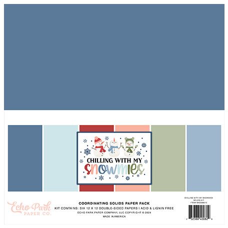 Echo Park Chilling With My Snowmies Papírkészlet 12" (30 cm) Coordinating Solids Paper Pack (6 lap)