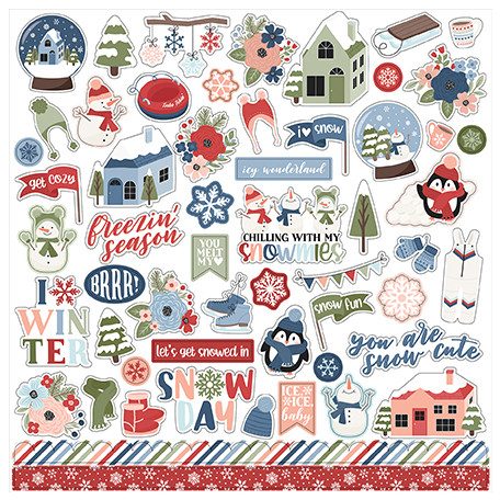 Echo Park Chilling With My Snowmies Matrica 12" (30 cm) Cardstock Stickers (1 ív)