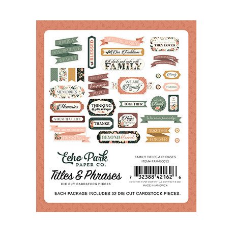 Echo Park Family Kivágatok Titles & Phrases (1 csomag)
