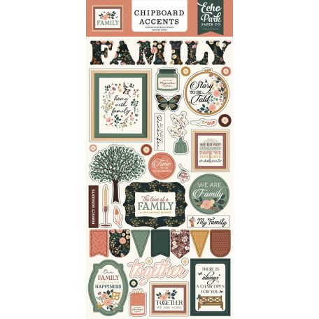 Echo Park Family Chipboard 6"X12" Chipboard Accents (1 ív)