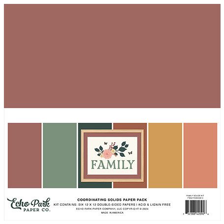 Echo Park Family Papírkészlet 12" (30 cm) Coordinating Solids Paper Pack (6 lap)