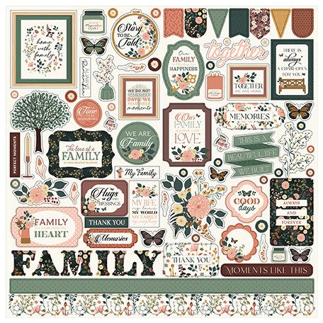 Echo Park Family Matrica 12" (30 cm) Cardstock Stickers (1 ív)