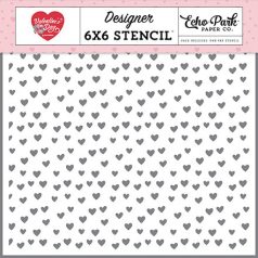   Echo Park Valentine's Day Bubbly Hearts Stencil 6" (15 cm) Designer Stencil (1 db)